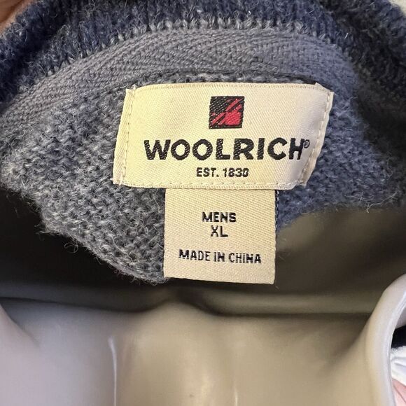 Vtg Woolrich Wool Sweater Mens XL Navy Heather Blue Long Sleeve Knit Pullover - Picture 8 of 9